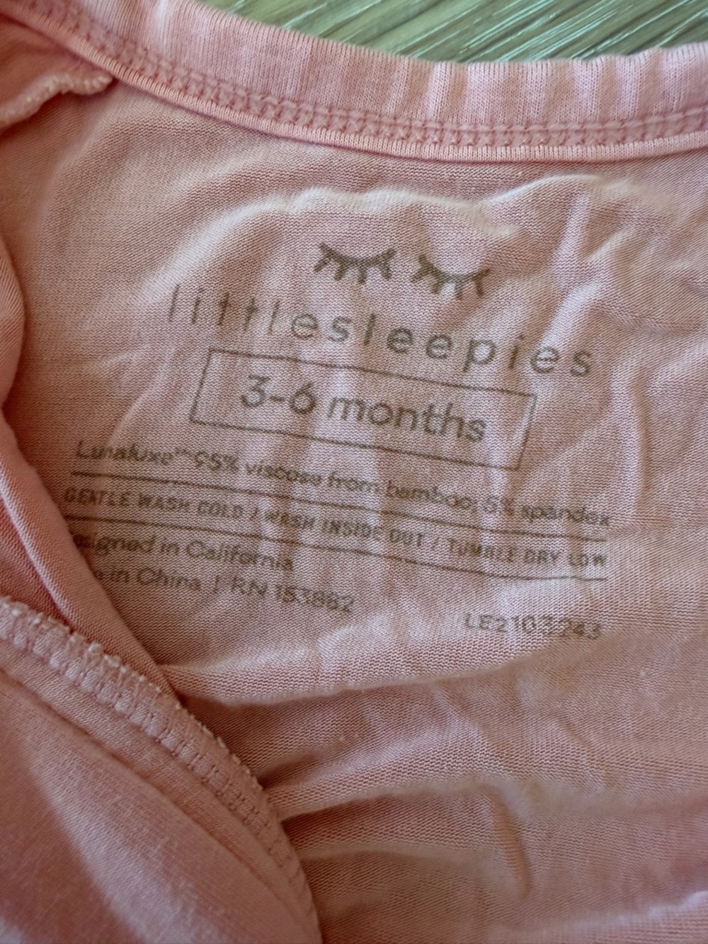Little Sleepies Solid Peachy Pink Shorty Romper | 3-6 Months - Picture 3 of 3